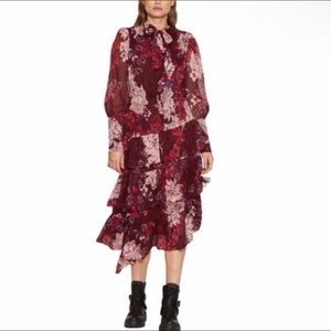 Walter Baker Floral Midi Dress - Red and White